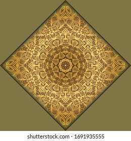 Vector mandala floral background for greeting invitation card, design element. Place for text. 