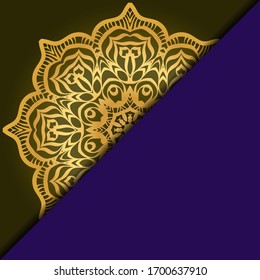 Vector mandala floral background for greeting invitation card, design element. Place for text. 