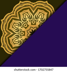 Vector mandala floral background for greeting invitation card, design element. Place for text. 