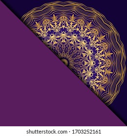 Vector mandala floral background for greeting invitation card, design element. Place for text. 