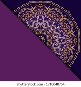 Vector mandala floral background for greeting invitation card, design element. Place for text. 
