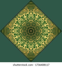 Vector mandala floral background for greeting invitation card, design element. Place for text. 