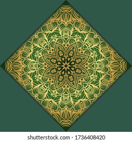 Vector mandala floral background for greeting invitation card, design element. Place for text. 