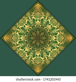 Vector mandala floral background for greeting invitation card, design element. Place for text. 