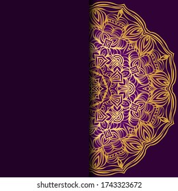 Vector mandala floral background for greeting invitation card, design element. Place for text. 