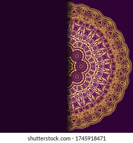 Vector mandala floral background for greeting invitation card, design element. Place for text. 