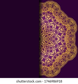 Vector mandala floral background for greeting invitation card, design element. Place for text. 