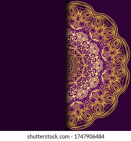 Vector mandala floral background for greeting invitation card, design element. Place for text. 