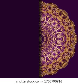 Vector mandala floral background for greeting invitation card, design element. Place for text. 