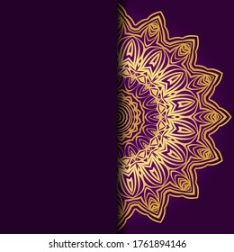 Vector mandala floral background for greeting invitation card, design element. Place for text. 