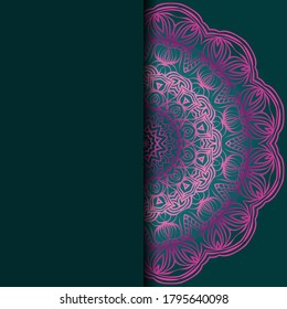 Vector mandala floral background for greeting invitation card, design element. Place for text. 