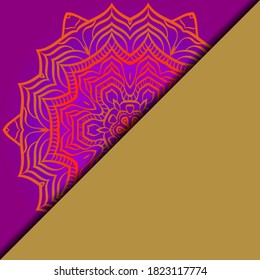 Vector mandala floral background for greeting invitation card, design element. Place for text. 