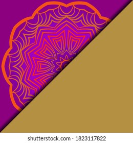 Vector mandala floral background for greeting invitation card, design element. Place for text. 