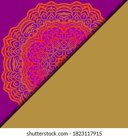 Vector mandala floral background for greeting invitation card, design element. Place for text. 