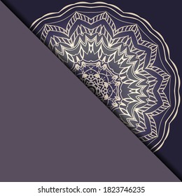 Vector mandala floral background for greeting invitation card, design element. Place for text. 