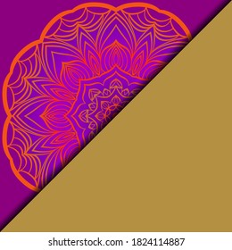 Vector mandala floral background for greeting invitation card, design element. Place for text. 