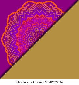 Vector mandala floral background for greeting invitation card, design element. Place for text. 