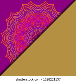 Vector mandala floral background for greeting invitation card, design element. Place for text. 