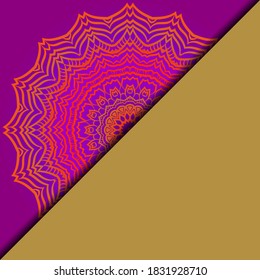 Vector mandala floral background for greeting invitation card, design element. Place for text. 