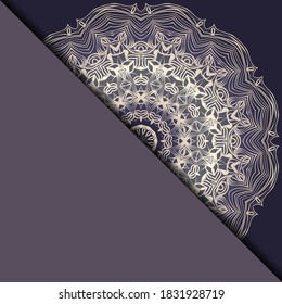 Vector mandala floral background for greeting invitation card, design element. Place for text. 