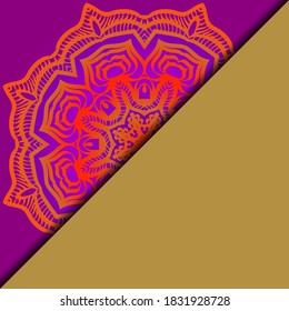 Vector mandala floral background for greeting invitation card, design element. Place for text. 