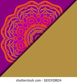 Vector mandala floral background for greeting invitation card, design element. Place for text. 
