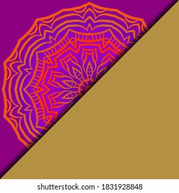 Vector mandala floral background for greeting invitation card, design element. Place for text. 