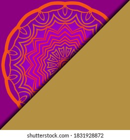 Vector mandala floral background for greeting invitation card, design element. Place for text. 