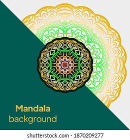 Vector mandala floral background for greeting invitation card, design element. Place for text.