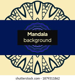 Vector mandala floral background for greeting invitation card, design element. Place for text.