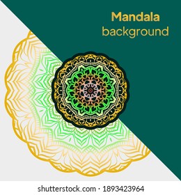 Vector mandala floral background for greeting invitation card, design element. Place for text.