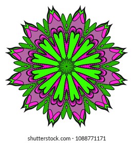 Vector mandala, Floral dream mandala. Oriental mandala. Vintage decorative elements. Vector super illustration.