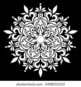 Vector mandala floral patterns with black  background,hand draw circle ornament.