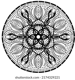 Vector, mandala, floral style pattern with a touch of black and white, traditional ethnic art, for henna tattoo, tattoo designs and more.
