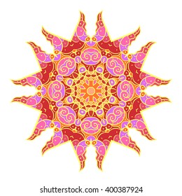 Vector mandala. Flower ornament. Hand drawn element. For print, poster, banner,brochure, invite card.
