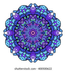 Vector mandala. Flower ornament. Hand drawn element. For print, poster, banner,brochure, invite card.