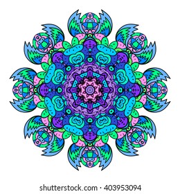 Vector mandala. Flower ornament. Hand drawn element. For print, poster, banner,brochure, invite card.