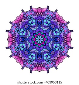 Vector mandala. Flower ornament. Hand drawn element. For print, poster, banner,brochure, invite card.