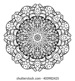Vector mandala. Flower ornament. Hand drawn element. For print, poster, banner,brochure, invite card.