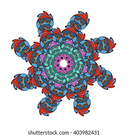 Vector mandala. Flower ornament. Hand drawn element. For print, poster, banner,brochure, invite card.