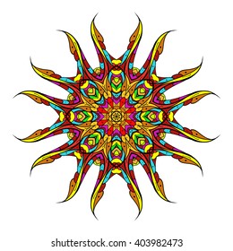 Vector mandala. Flower ornament. Hand drawn element. For print, poster, banner,brochure, invite card.