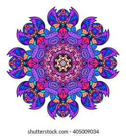 Vector mandala. Flower ornament. Hand drawn element. For print, poster, banner,brochure, invite card.