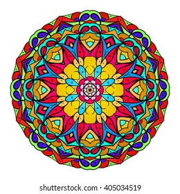 Vector mandala. Flower ornament. Hand drawn element. For print, poster, banner,brochure, invite card.