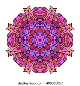 Vector mandala. Flower ornament. Hand drawn element. For print, poster, banner, brochure, invite card.