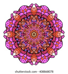 Vector mandala. Flower ornament. Hand drawn element. For print, poster, banner, brochure, invite card.