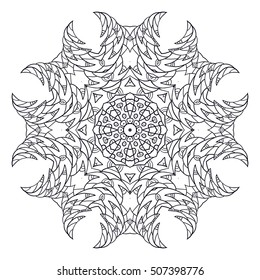Vector mandala. Flower ornament. Hand drawn element. For print, poster, banner,brochure, invite card.