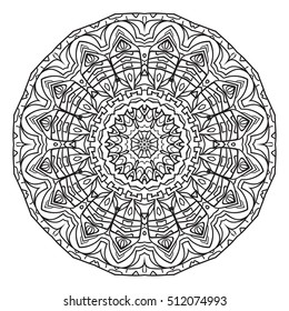 Vector mandala. Flower ornament. Hand drawn element. For coloring, print, poster, background, brochure, invite card.