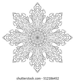 Vector mandala. Flower ornament. Hand drawn element. For coloring, print, poster, background, brochure, invite card.