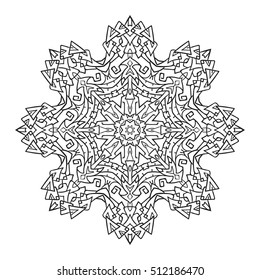Vector mandala. Flower ornament. Hand drawn element. For coloring, print, poster, background, brochure, invite card.