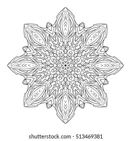 Vector mandala. Flower ornament. Hand drawn element. For coloring, print, poster, background, brochure, invite card. - Shutterstock ID 513469381